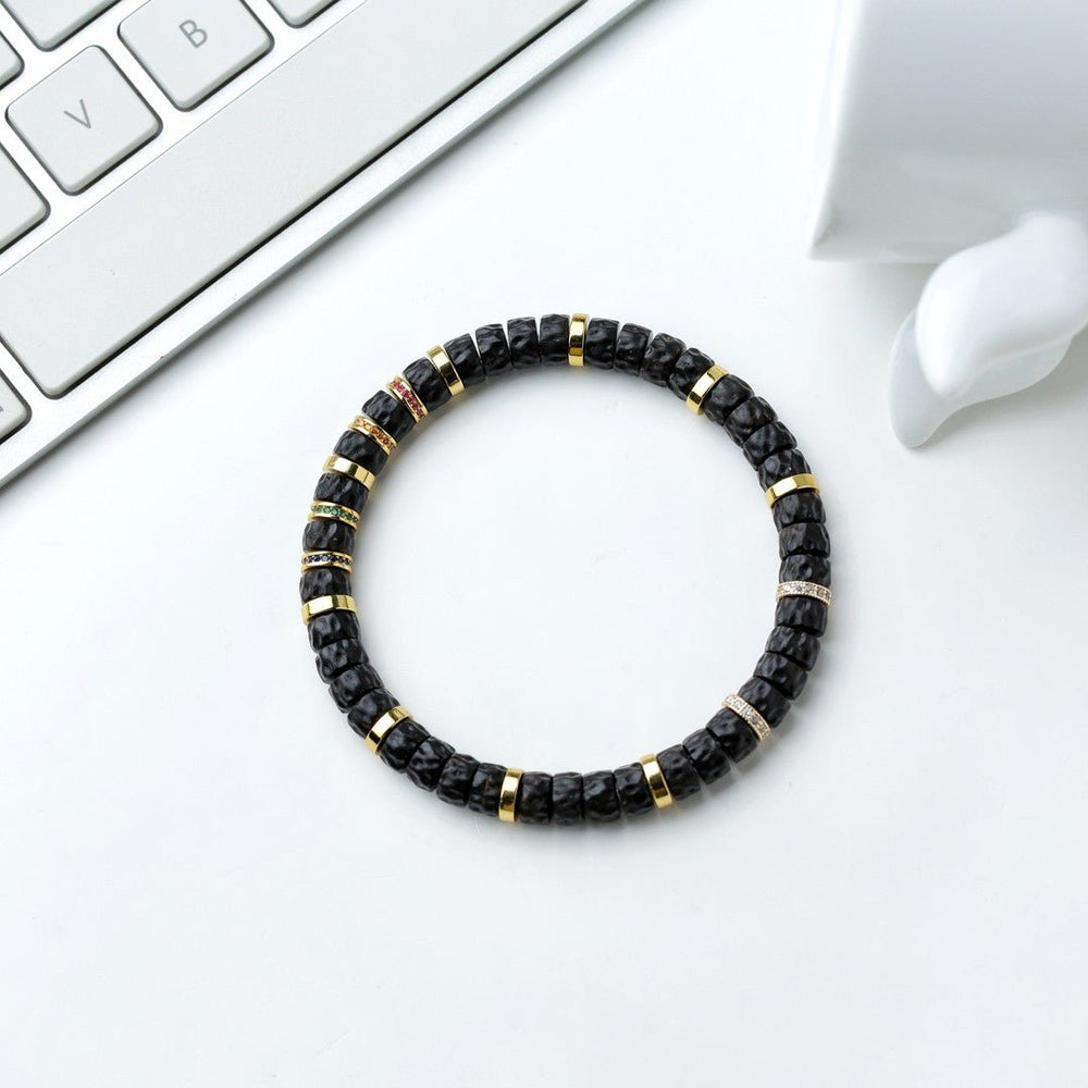 Black Gold Coconut Bracelet | Chaos Mountain 7mm Beads - view 5