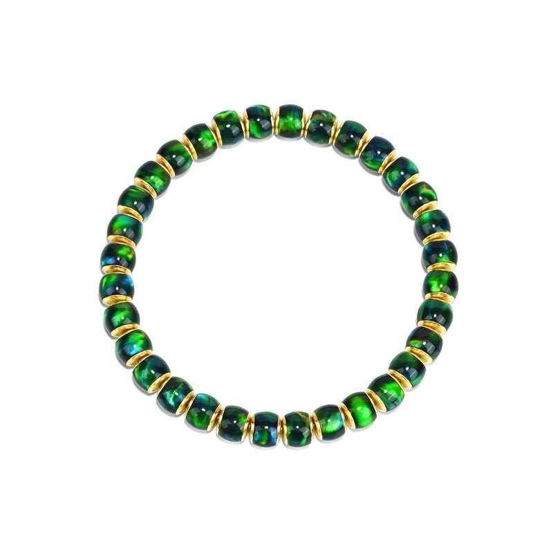 Crystal World Guardian Armor Series "Golden Shield, Blue Tide" Original Designer Bracelet - Wizard of Oz Themed Illusionary Green and Gold Crystal Bracelet - Buddhabelief