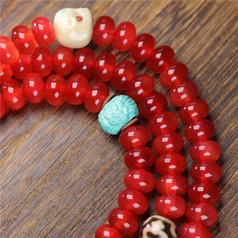 Natural Fish Surprise Stone 108 Abacus Beads Prayer Mala – Buddhist Rosary for Meditation, Protection & Cultural Collection - Buddhabelief