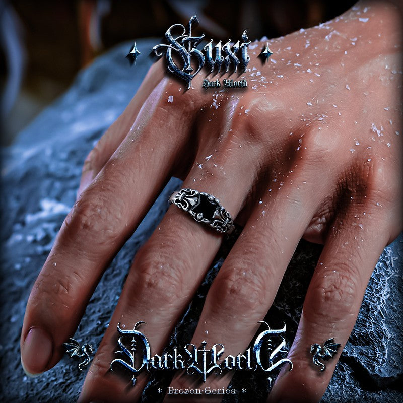 925 Silver Lone Shadow Dark Minimalist Ring — view 5