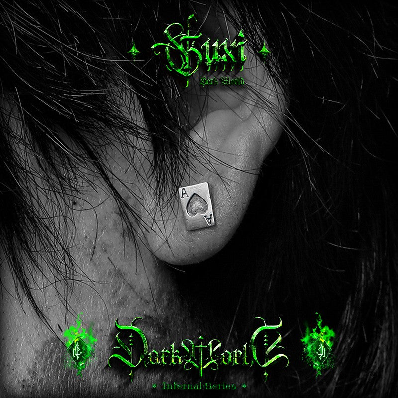 925 Silver Poker Card Stud Earrings - Unisex Vintage detail view 4