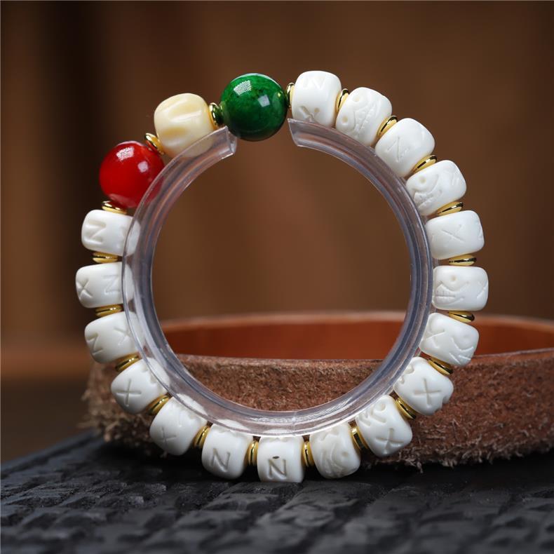 Natural Deer Antler Beaded Bracelet – Handmade DIY Netsuke Design for Creative Jewelry Lovers - Buddhabelief