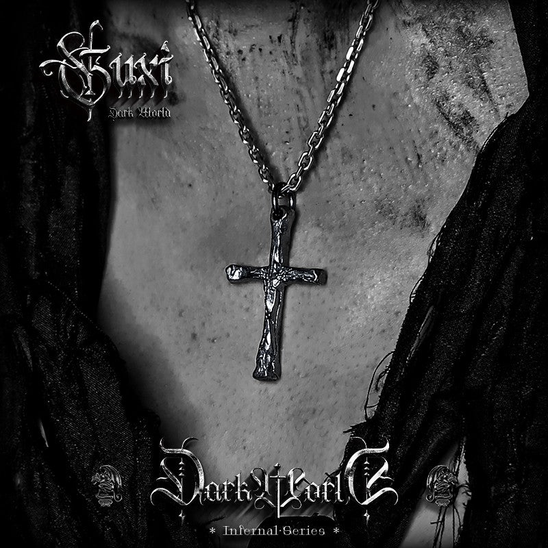 925 Silver Men's Abyssal Cross Necklace detail view 4