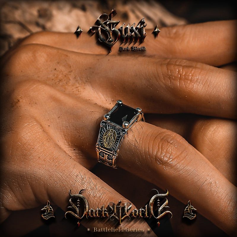 Hades Underworld Skull Vintage Ring — engraving close-up (Buddhabelief sterling silver ring collection)
