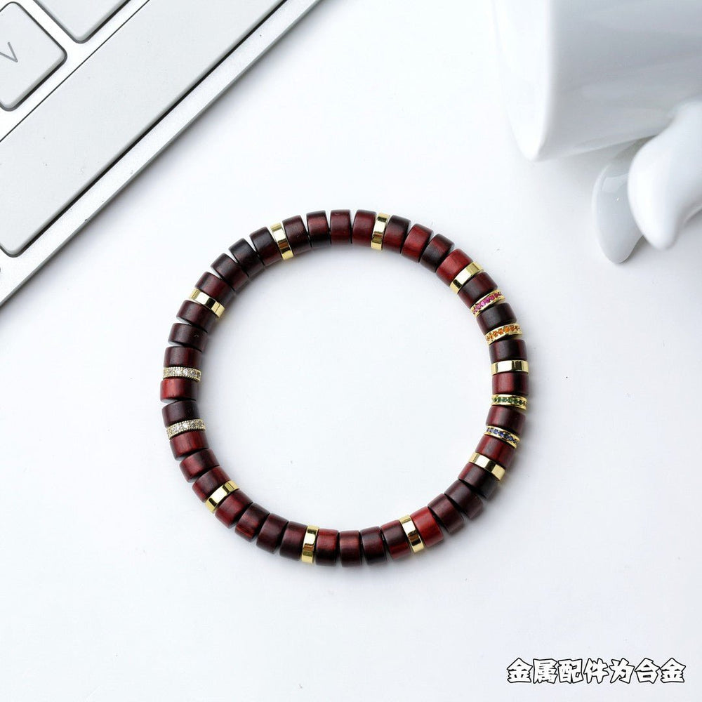 Four-Color Rosewood Bracelet | Handmade High-Density Beads - view 5