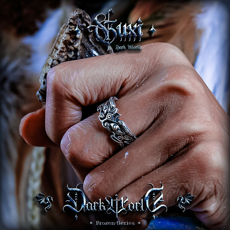Devourer Beast Open Band Sterling Silver Ring — view 5