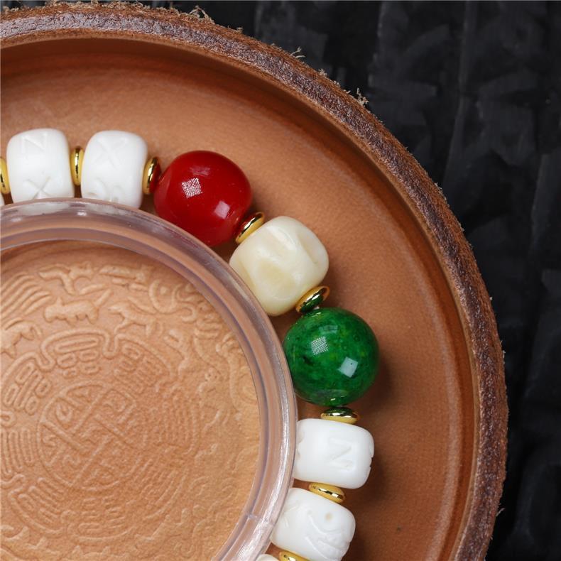 Natural Deer Antler Beaded Bracelet – Handmade DIY Netsuke Design for Creative Jewelry Lovers - Buddhabelief