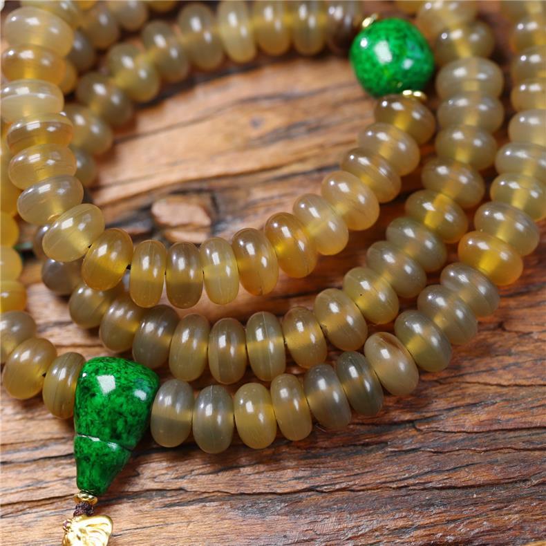 Natural Buffalo Horn 108 Prayer Beads – Handcrafted Barrel/Abacus - Shaped Mala for Meditation & Collection - Buddhabelief