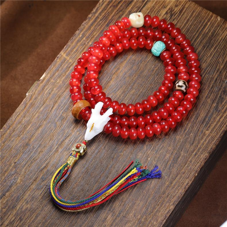 Natural Fish Surprise Stone 108 Abacus Beads Prayer Mala – Buddhist Rosary for Meditation, Protection & Cultural Collection - Buddhabelief