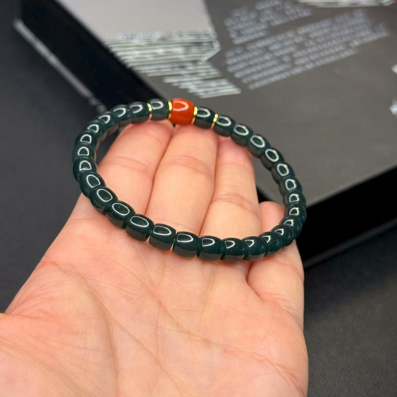 7mm High - Ice Weimaterial Jade Bracelet – Straight - Cut Artisan Craft for Stacking (Elegant & Unique) - Buddhabelief