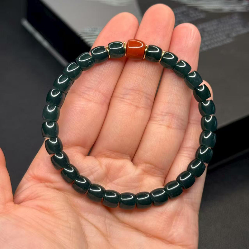 7mm High - Ice Weimaterial Jade Bracelet – Straight - Cut Artisan Craft for Stacking (Elegant & Unique) - Buddhabelief