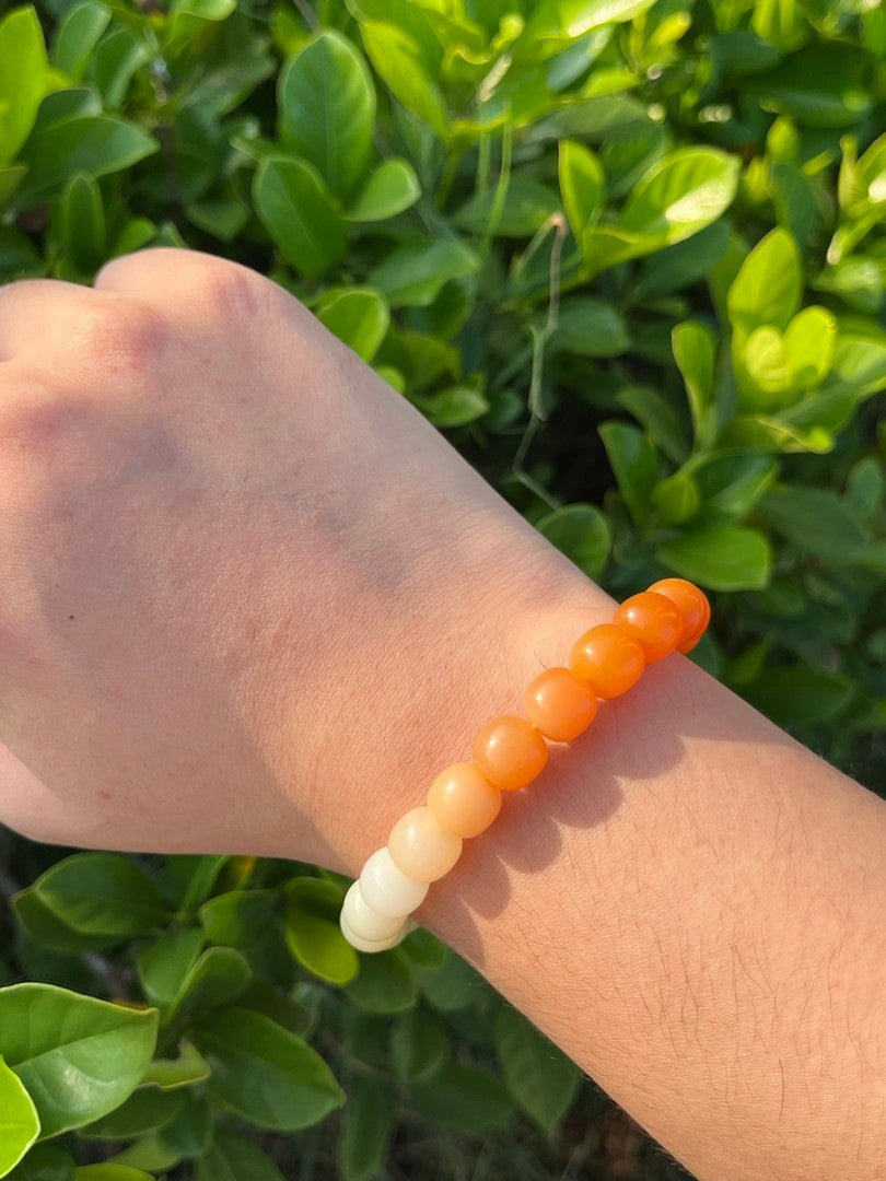 9mm Natural Burmese Yellow Jade Bracelet — Handcrafted Gemstone Barrel Beads - view 5