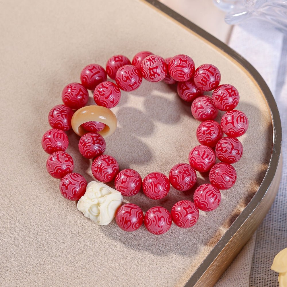 Carved Mantra Mala Beads | Multi-Color Prayer Beads - view 2