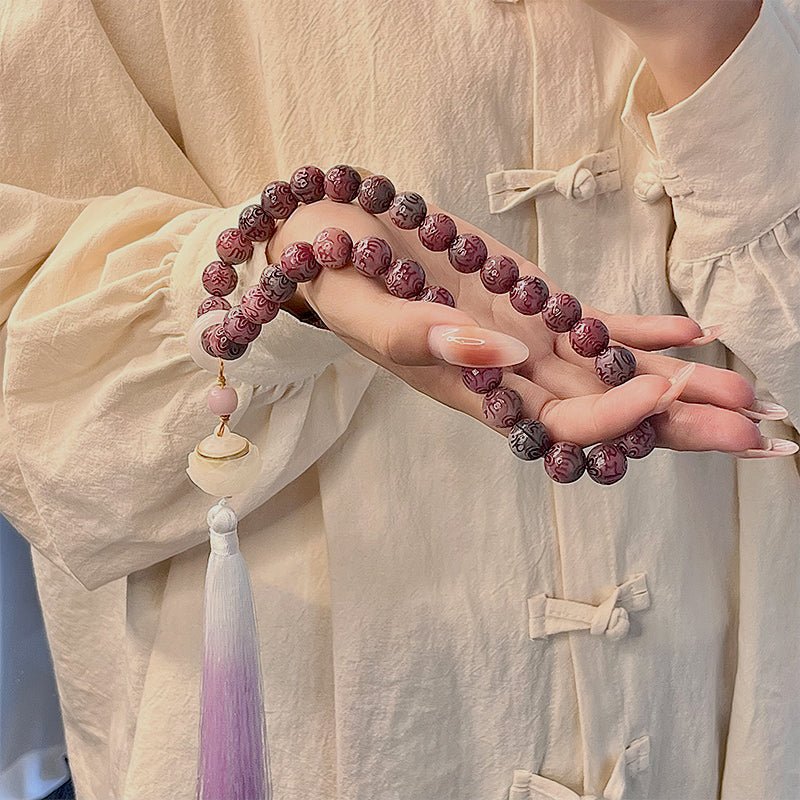 Carved Mantra Mala Beads | Multi-Color Prayer Beads - view 4