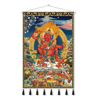 Handmade Tibetan Thangka Wall Scroll with Silk Tassel, Lama Blessed for Home Altar, Meditation & Wealth