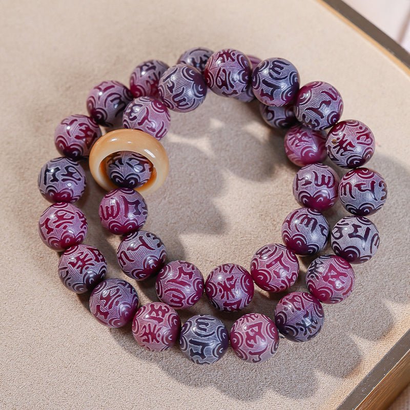 Carved Mantra Mala Beads | Multi-Color Prayer Beads - view 6