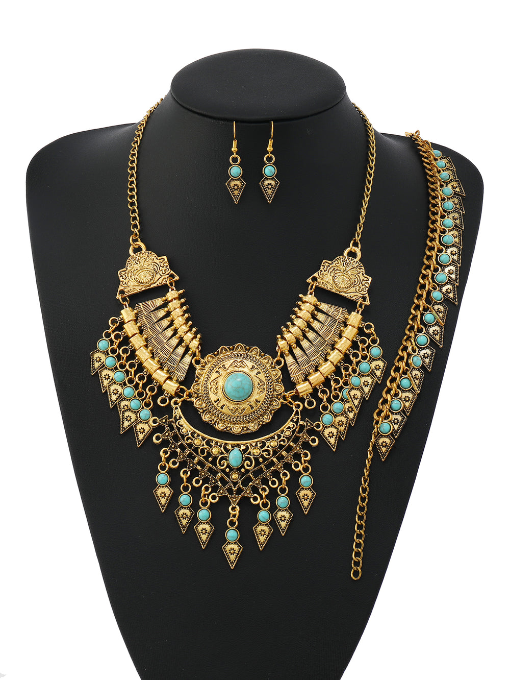 Tibetan-Style Headpiece & Earrings Set | Handmade Trio Jewelry - view 7