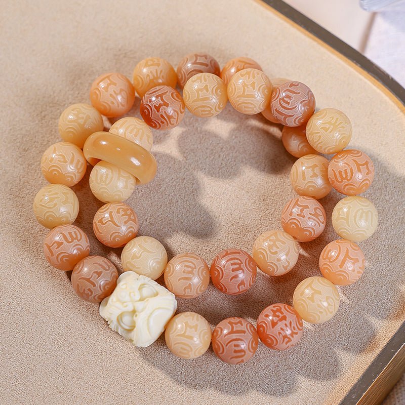Carved Mantra Mala Beads | Multi-Color Prayer Beads - view 8
