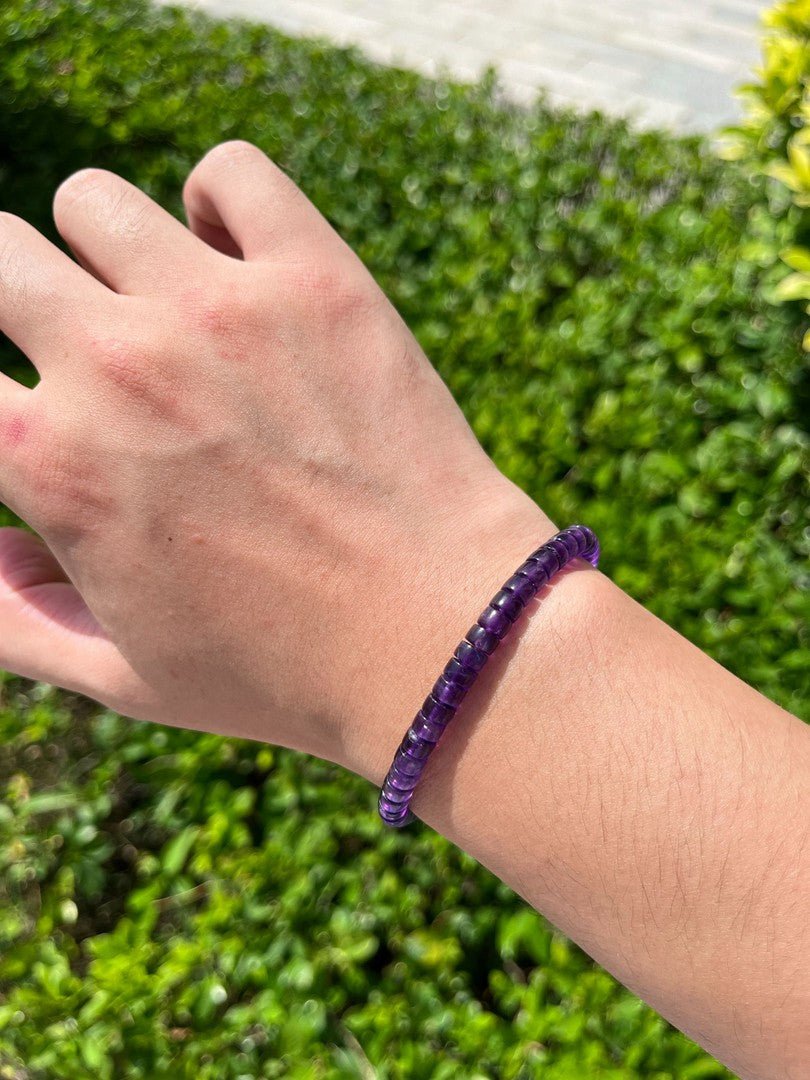 Amethyst Healing Bracelet — 5.5mm Precision-Cut Energy Jewelry - view 4