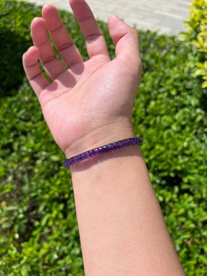 Amethyst Healing Bracelet — 5.5mm Precision - Cut Energy Jewelry - Buddhabelief
