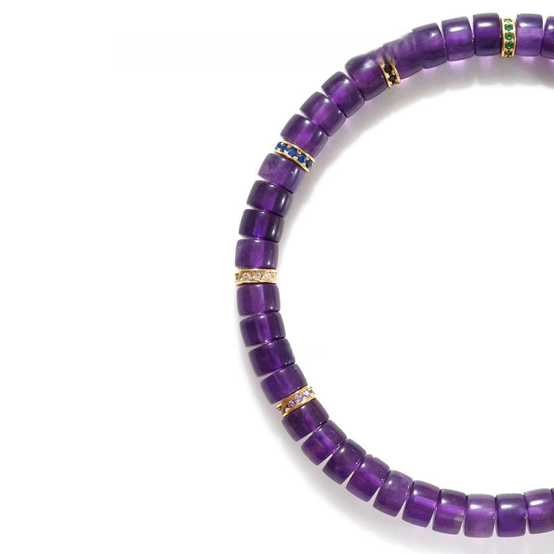 Amethyst Silver Bracelet — 5.5mm Precision - Cut Pure Energy Flow - Buddhabelief