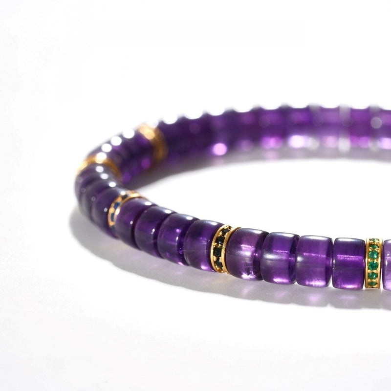 Amethyst Silver Bracelet — 5.5mm Precision - Cut Pure Energy Flow - Buddhabelief