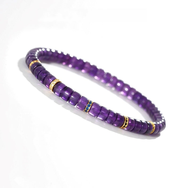 Amethyst Silver Bracelet — 5.5mm Precision - Cut Pure Energy Flow - Buddhabelief