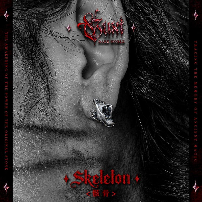 Animal Skull Stud Earrings 925 Silver - Gothic 3D Realistic - Buddhabelief