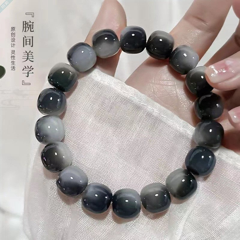 Black and Gray Bodhi Root Bracelet, 11-14 mm - view 2