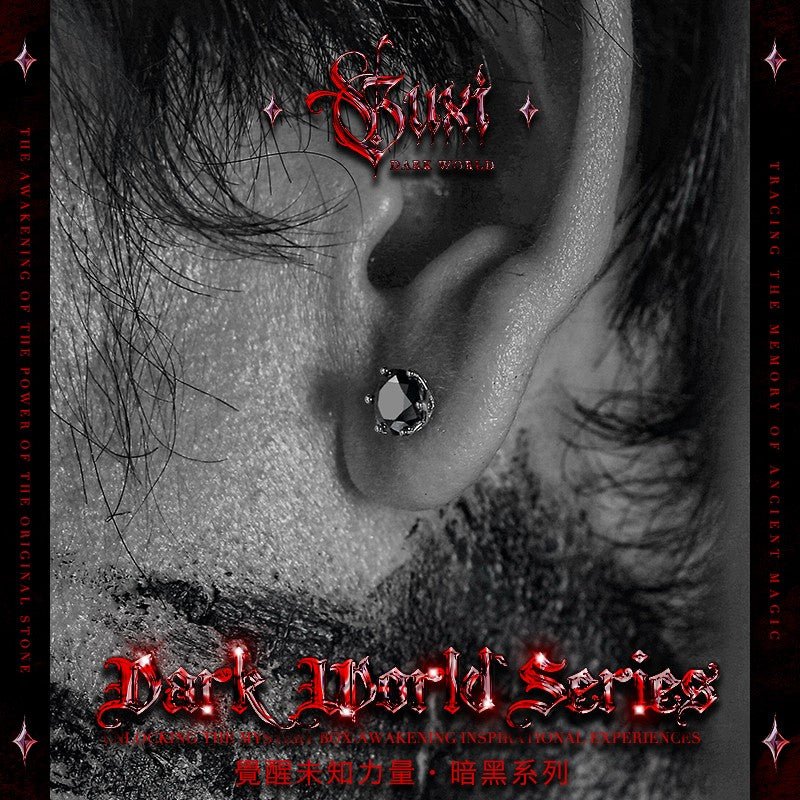 Black Moissanite Stud Earrings 925 Silver - Dark Stone Prong Set - Buddhabelief