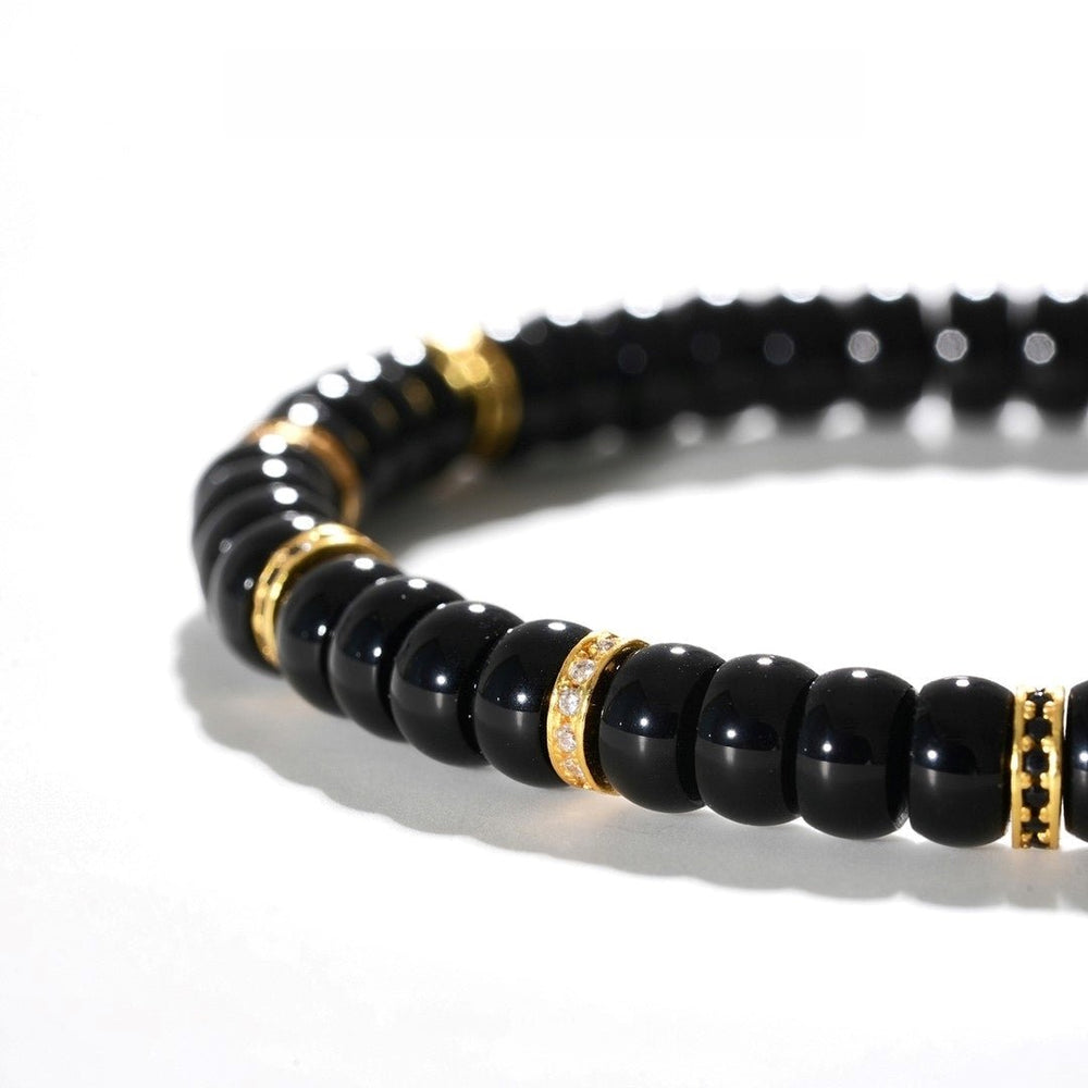 Black Onyx Bracelet — 6mm Natural Gemstone with Gold Detailing | Mind–Body Wellness - view 3