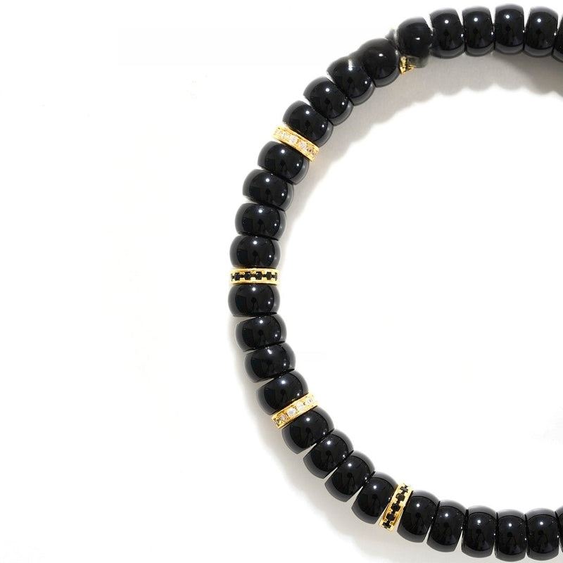 Black Onyx Bracelet — 6mm Natural Gemstone with Gold Detailing | Mind–Body Wellness - Buddhabelief