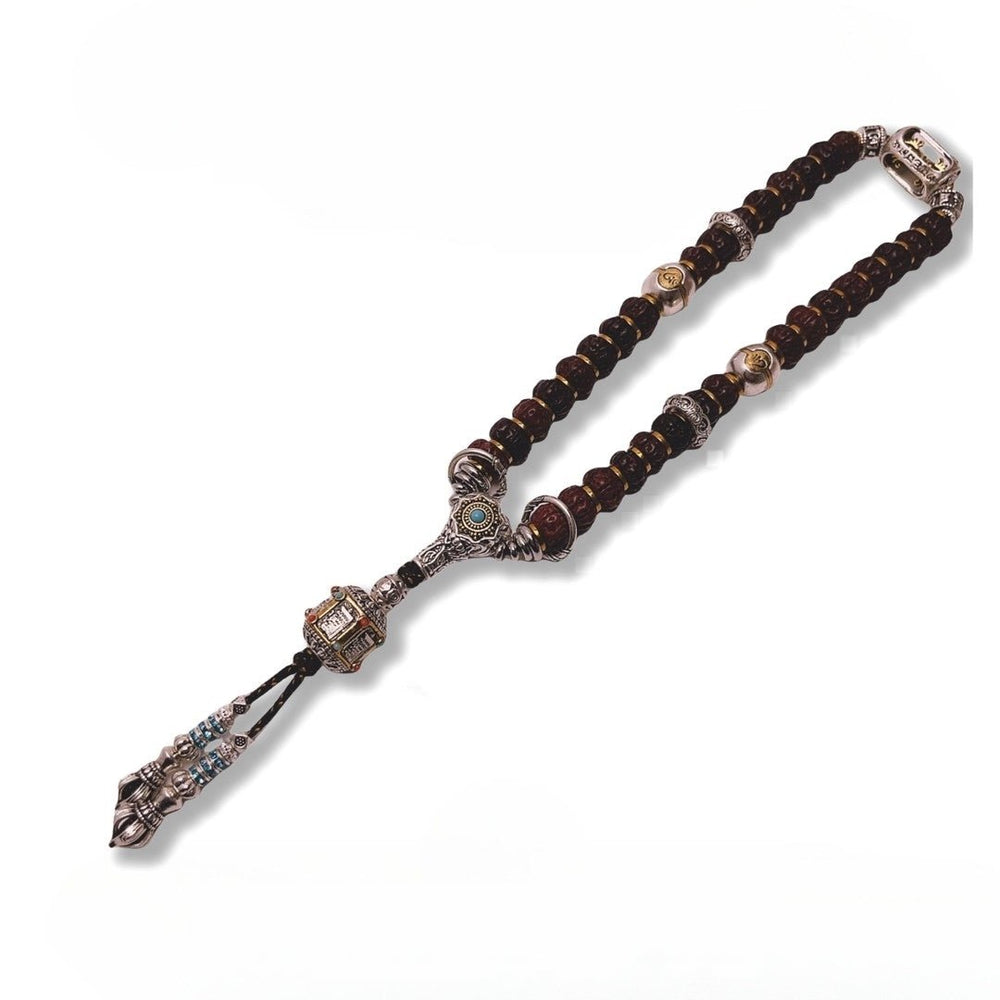 Customizable 108 Mala Set with Hexagonal Components and Brass Accents — view 1