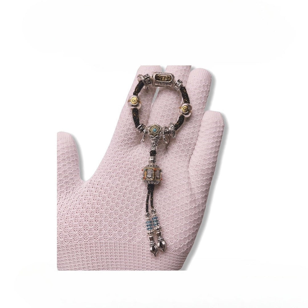 Customizable 108 Mala Set with Hexagonal Components and Brass Accents — view 3