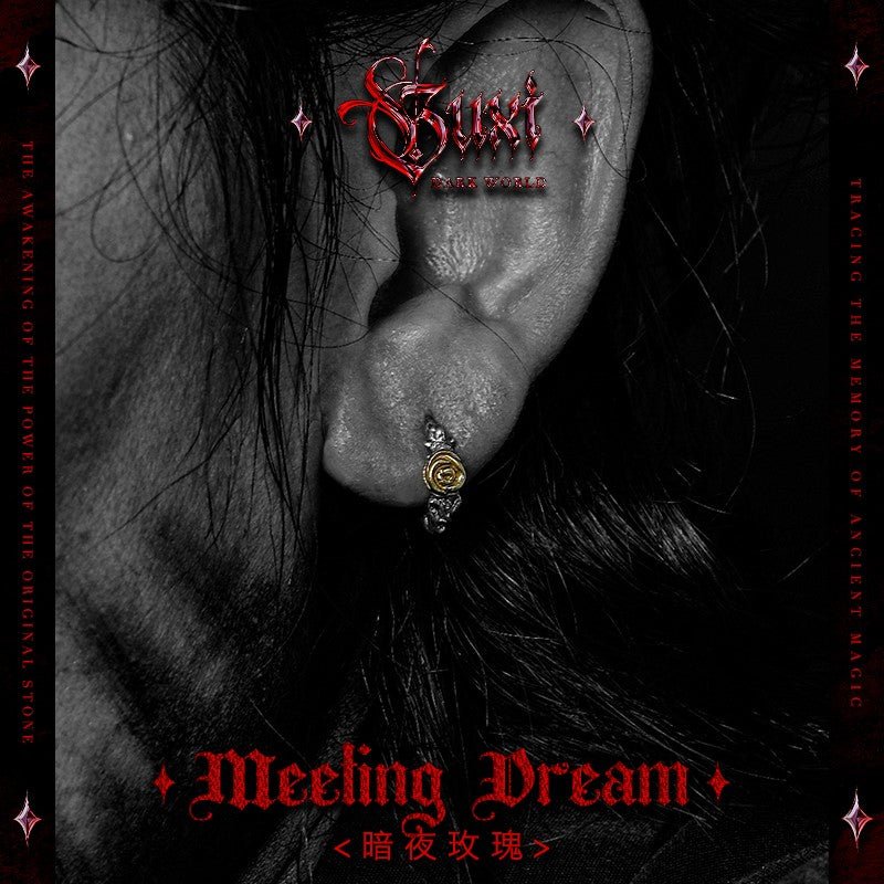 Dark Rose Sterling Silver Earrings - Gothic Thorn Ring Studs Unisex - Buddhabelief