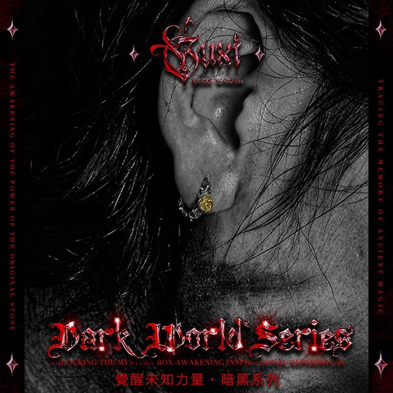 Dark Rose Sterling Silver Earrings - Gothic Thorn Ring Studs Unisex - Buddhabelief