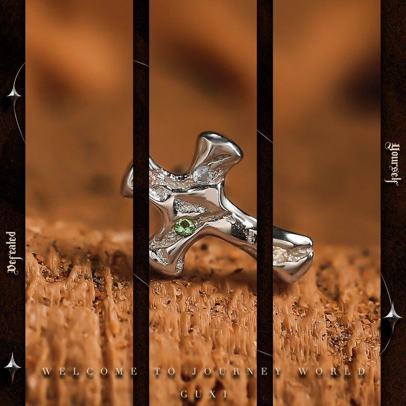 Diamond Cross Stud Earrings 925 Silver - Gold Silver Available - view 3