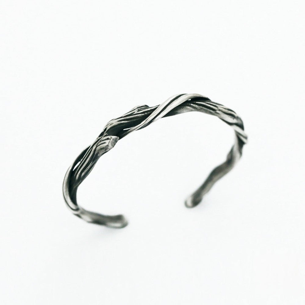 "Driftwood" Mobius 925 Sterling Silver Bangle (Organic Wood Texture) - view 5
