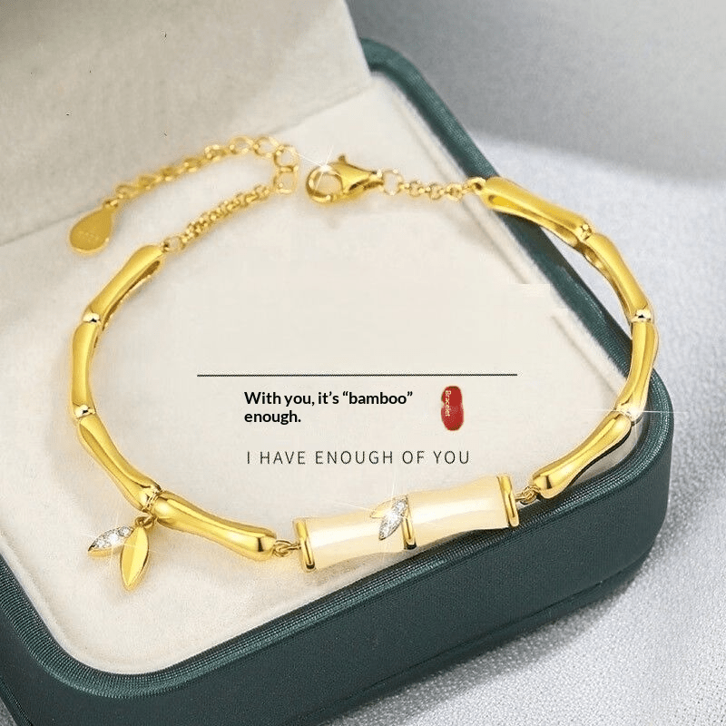 Elegant Bamboo - Inspired Bracelet in 925 Silver with Gold Plating - Buddhabelief