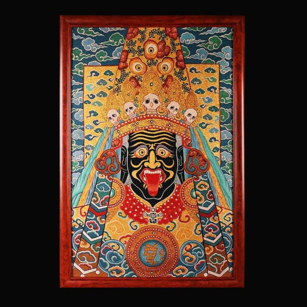 "Goddess of Windfalls" Zhaki Lamu Silk Embroidery Thangka (Female Wealth Deity)