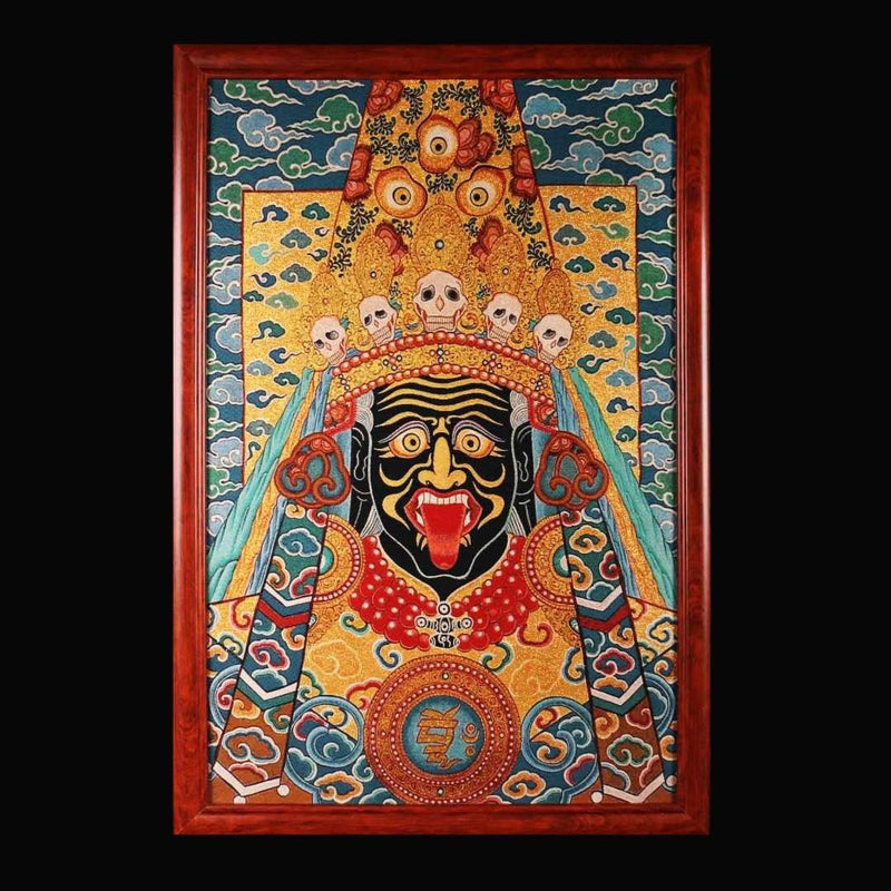 "Goddess of Windfalls" Zhaki Lamu Silk Embroidery Thangka (Female Wealth Deity) - Buddhabelief