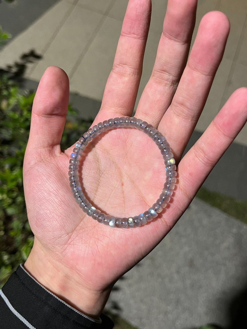 Gray Moonstone Bracelet — 6mm Natural Crystal | Positive Vibes Only - view 5