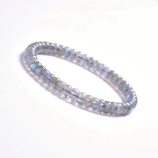 Gray Moonstone Bracelet — 6mm Natural Crystal | Positive Vibes Only