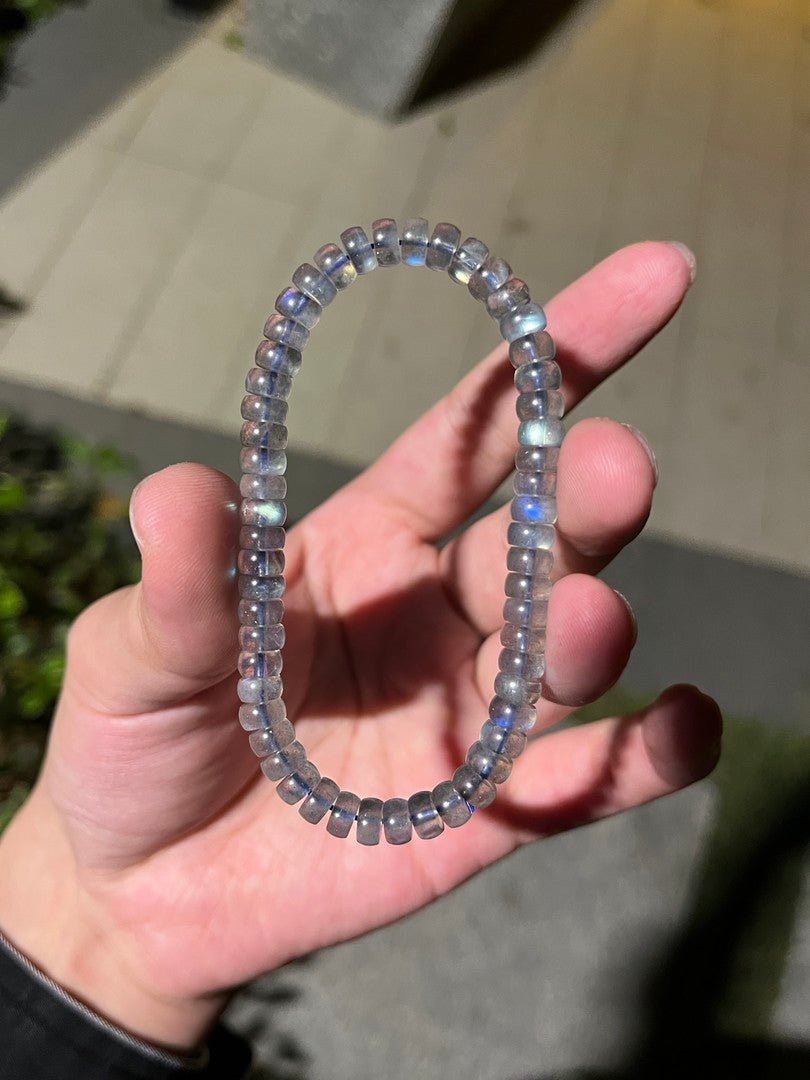 Gray Moonstone Bracelet — 6mm Natural Crystal | Positive Vibes Only - view 4