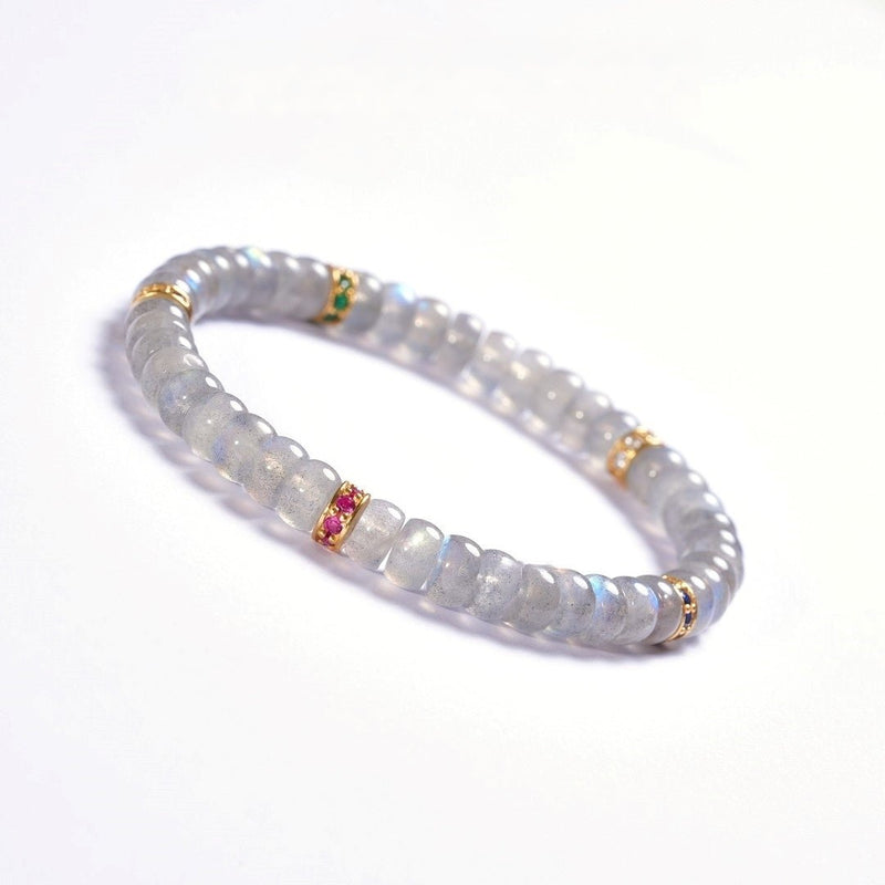 Gray Moonstone Bracelet — 6mm Natural Feldspar | Safe & Protected Energy - Buddhabelief