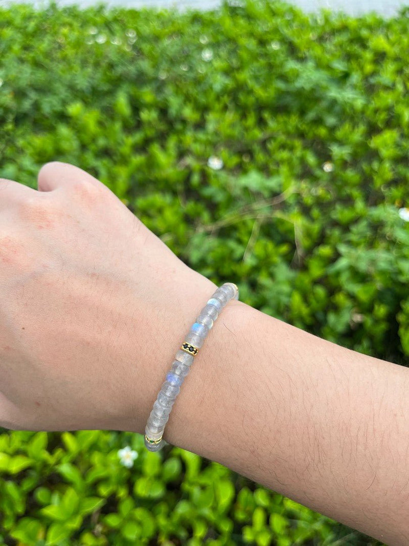 Gray Moonstone Bracelet — 6mm Natural Feldspar | Safe & Protected Energy - Buddhabelief