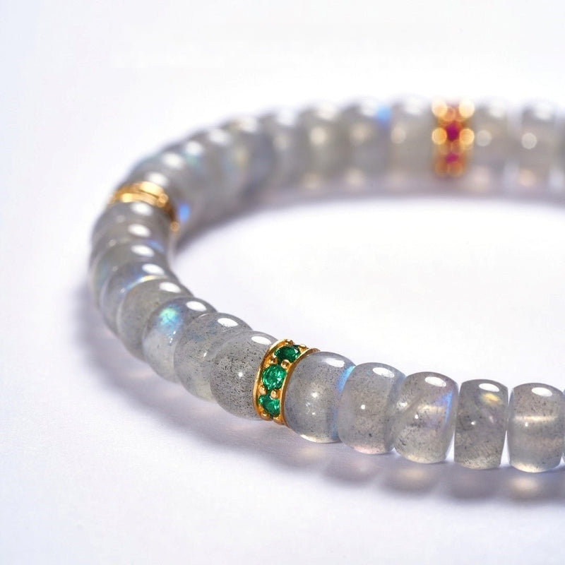 Gray Moonstone Bracelet — 6mm Natural Feldspar | Safe & Protected Energy - Buddhabelief