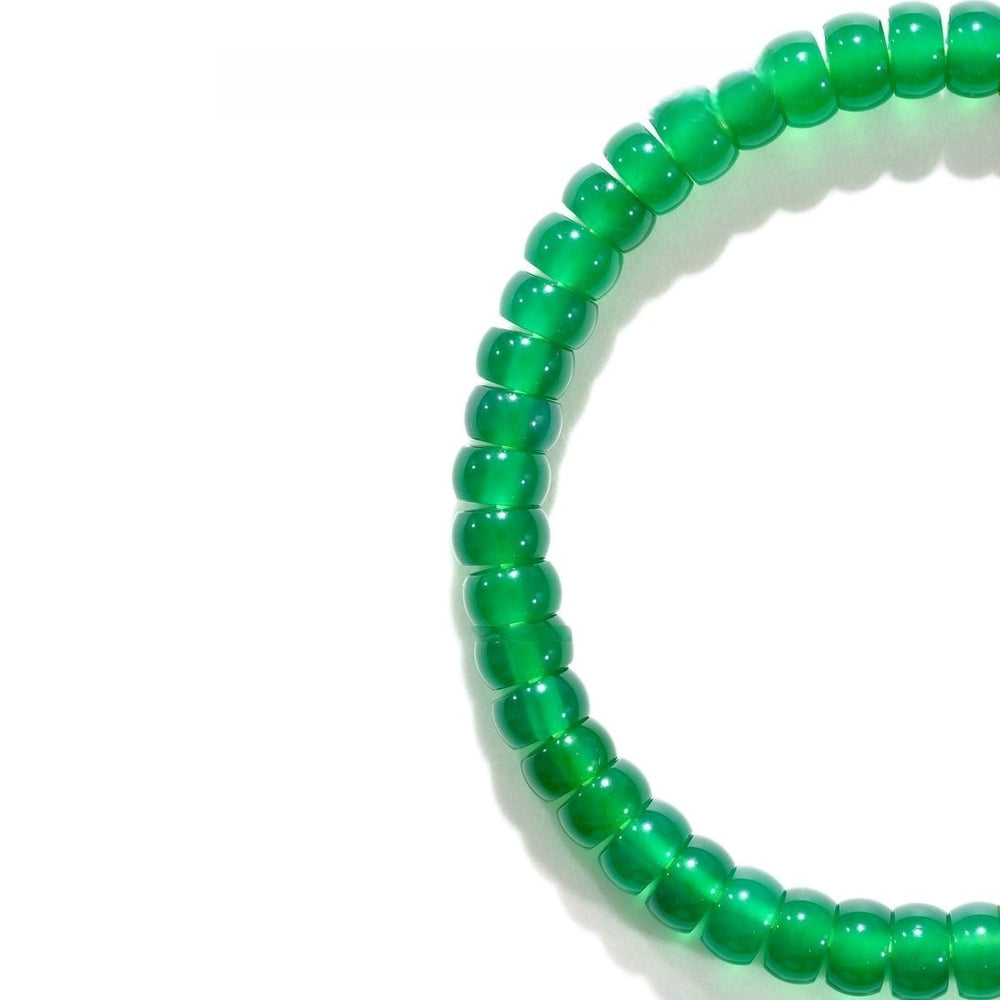 Green Agate Bracelet — 6mm Ice Jade Tone with Brass Accents | Career Growth - view 3