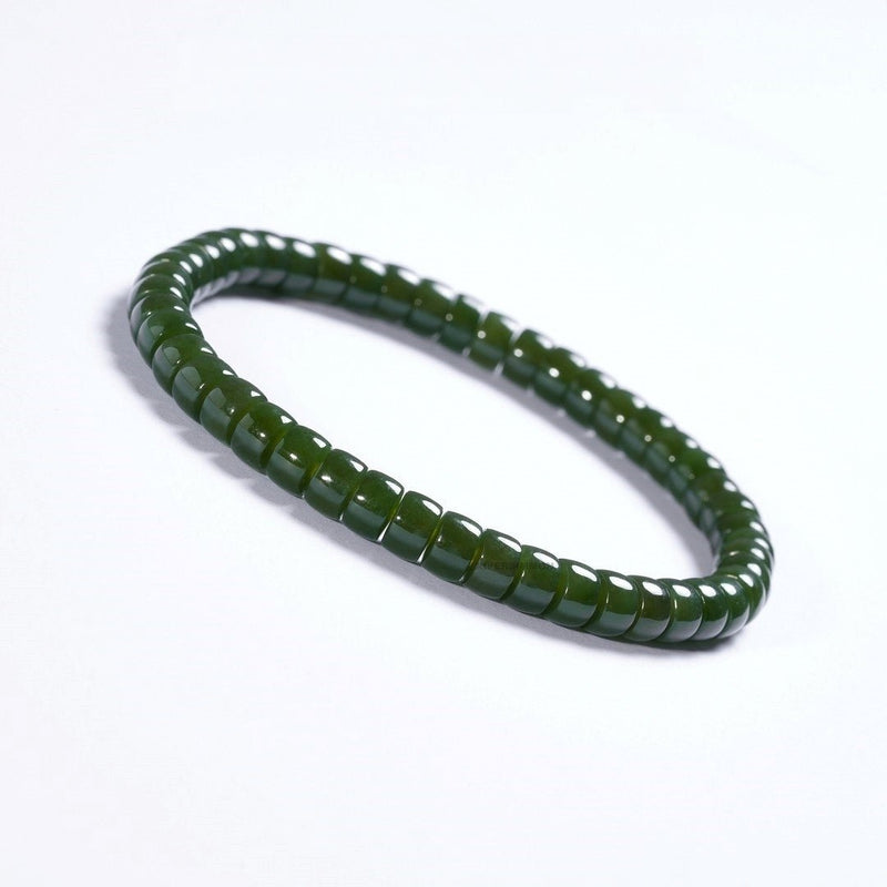 Hetian Green Jade Bracelet — 6mm Natural Gemstone | Success Energy - Buddhabelief