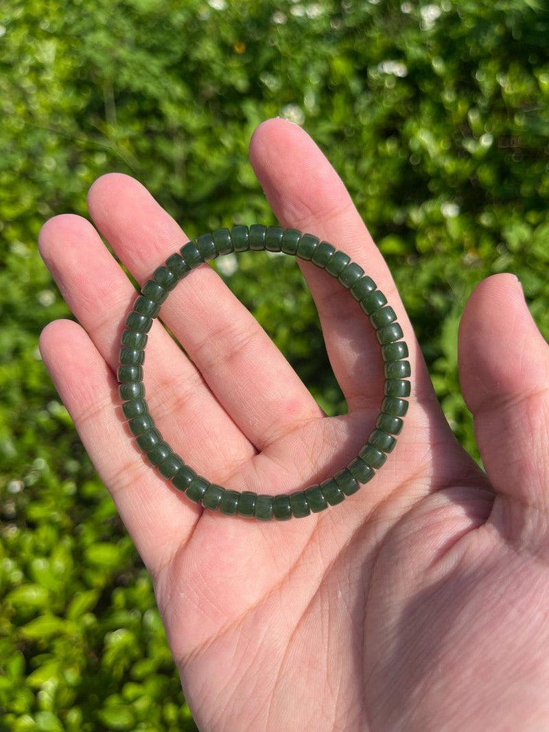 Hetian Green Jade Bracelet — 6mm Natural Gemstone | Success Energy - Buddhabelief